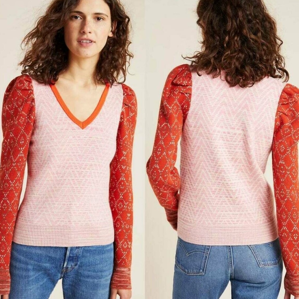 ANTHROPOLOGIE GORGEOUS CHERIE PUFF-SLEEVED SWEATER - EUC - MEDIUM - Picture 6 of 13
